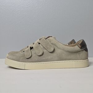 Frye Taupe Ivy Suede Velcro Strap Low Sneakers